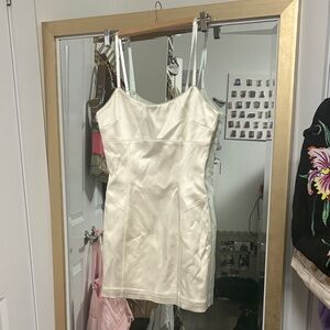 Elegant Cream Satin Dress aritzia